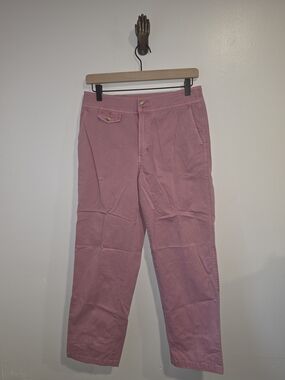 Sundance Catalog Chino Cotton Journey Women Pants Straight Leg Rose Pink SZ P2